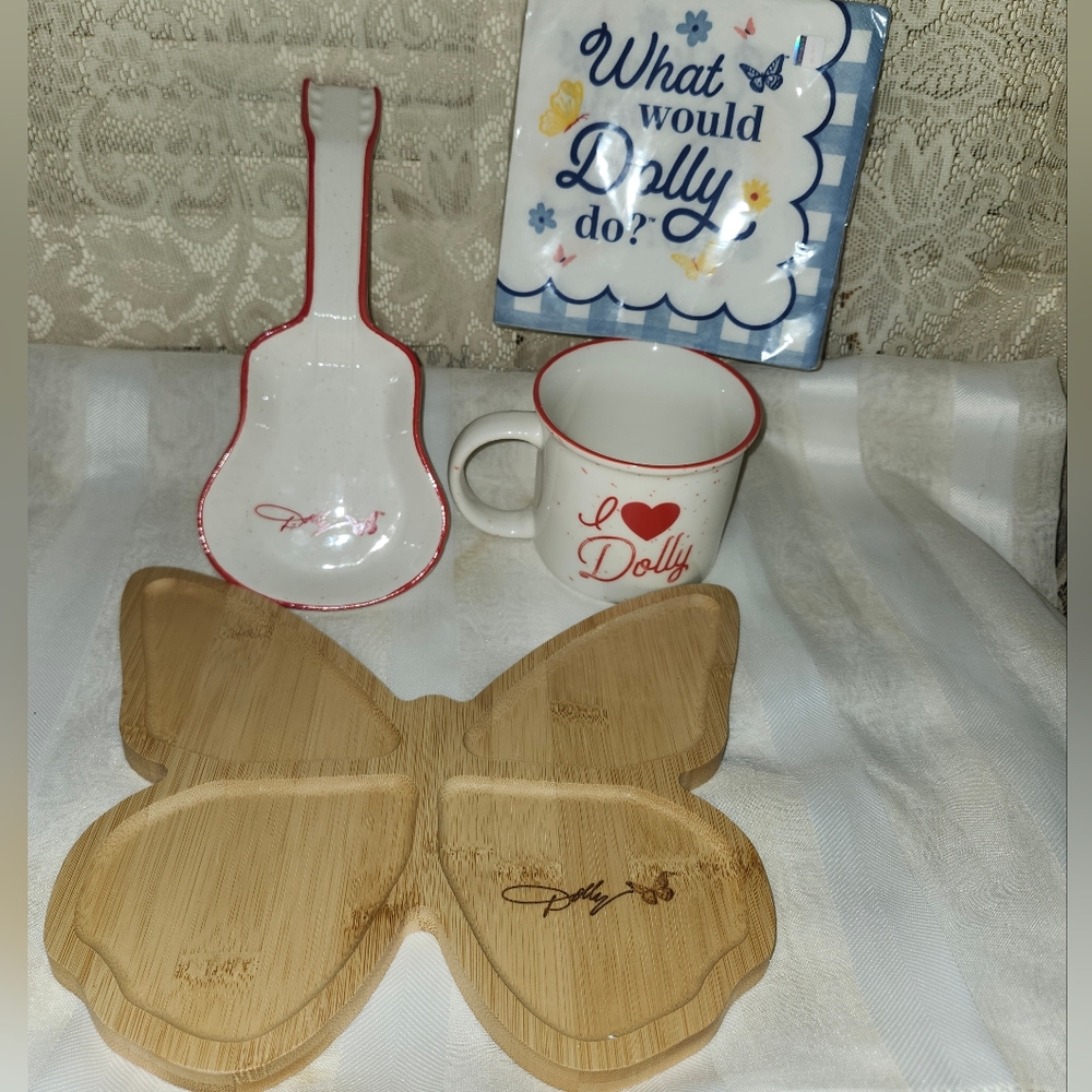 Dolly Parton Butterfly Bamboo Tray Set